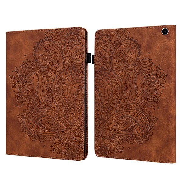 För Amazon Fire Max 11 Pu Läder Case Korthållare Mönstertryckt Stativ Cover Brown