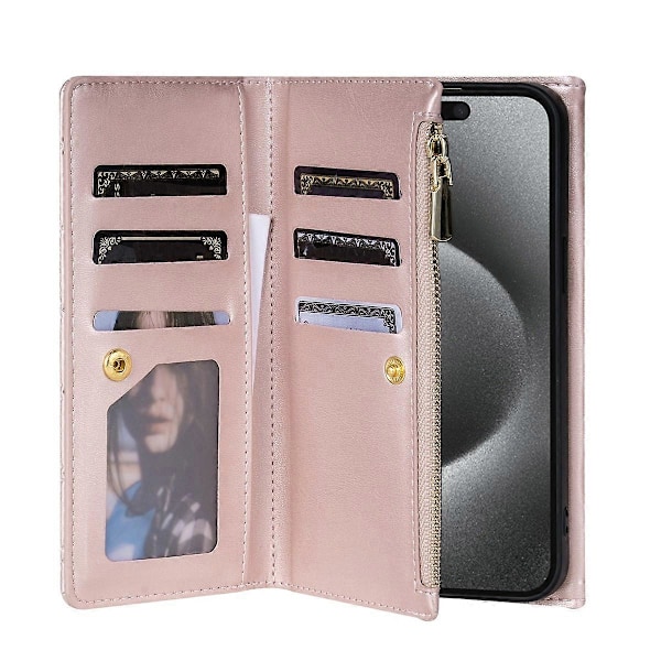 BKS-002 Fodral för iPhone 7/8/SE/SE PU Läder Rombus Mönster Dragkedja Telefonskydd Multicolor Rose Gold