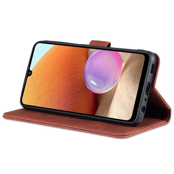 AZNS PU Läder Plånboksfodral Ställ Telefonskal för Samsung Galaxy A32 4G (EU Version) Multicolor Style B