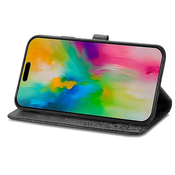 Plånboksfodral för iPhone 16 Pro Max Mandala Blomma Läder Telefonskal Ställ - Grön Multicolor Black