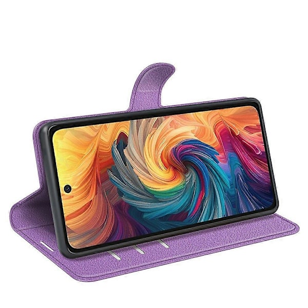 Til ZTE Blade V70 Etui Litchi Tekstur Stødsikkert Læder Wallet Telefon Cover - Grøn Multicolor Purple