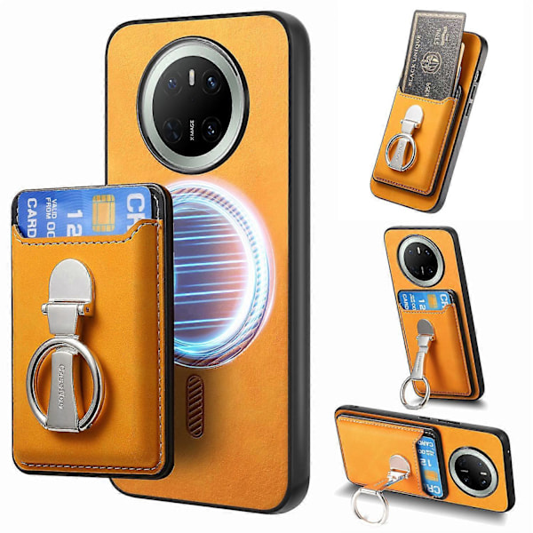 För Huawei Mate 70 Skal Kompatibelt med MagSafe Hud-Touch Skydd med Kortfack Ställ - Grön Multicolor Yellow