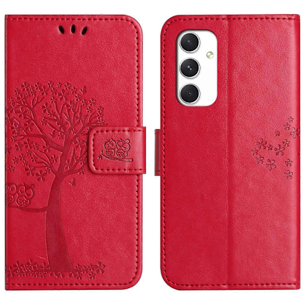 Etui til Samsung Galaxy A16 5G/A16 4G PU Læder Ugle Træ Præget Wallet Telefon Cover Multicolor Style D
