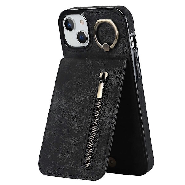 Takakuori iPhone 15 Plus -puhelimelle, RFID-suojattu lompakkokotelo Retro PU+TPU-jalustakansi Multicolor Style A