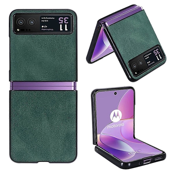 Til Motorola Razr 40 5G PU Læder+Hård PC Skal Retro Tekstur Stødsikkert Telefoncover Multicolor Style B
