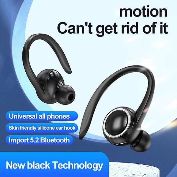 Born Pretty Uusi Yksityinen Malli A1s Langaton Bluetooth-kuuloke Korvaan asennettava Urheilu- ja Bisneskäyttöön, Kivuton, Melua Vähentävä Stereo Kuuloke Black