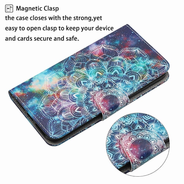 Samsung Galaxy A06 -kotelo, kuvioitu, suojaava nahkainen folio-puhelinkotelo - Voikukka Multicolor Galaxy Mandala