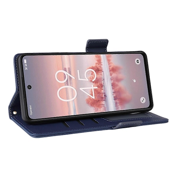 Til TCL 60 NxtPaper 4G Etui Litchi Tekstur PU Læder Wallet Telefon Cover med Håndledsrem Multicolor Dark Blue