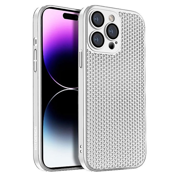 Puhelinkuori iPhone 15 Pro:lle, lämmönpoisto kova PC iskunkestävä suojakuori linssikalvolla White