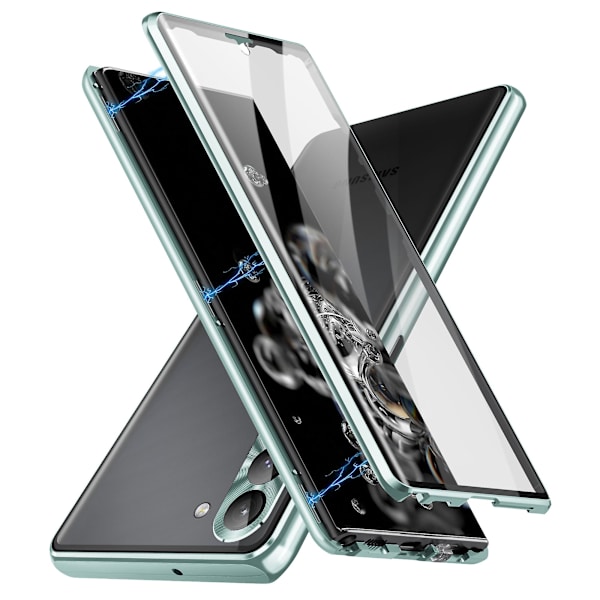 Til Samsung Galaxy S24 Cover Metal Ramme Dobbeltsidet Hærdet Glas Bagcover Green