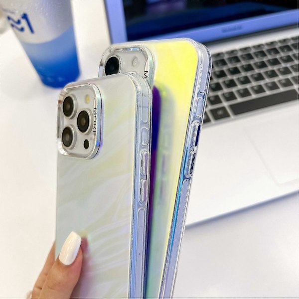 iPhone 15 Pro Max -kotelo PC+TPU IMD laserkuvioitu mattapuhelinkuori helmikoristeella Multicolor Style C