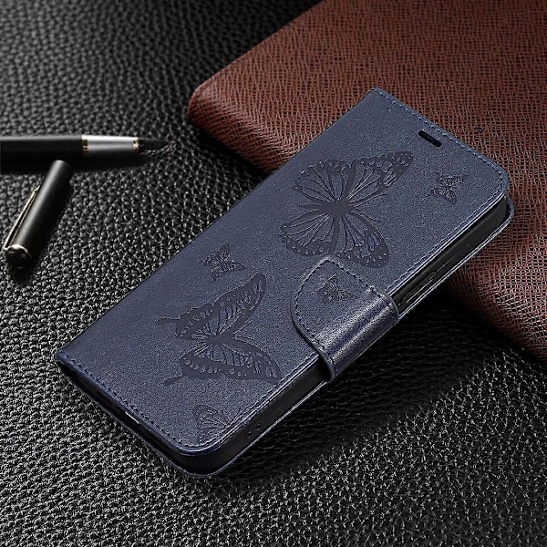 Wallet Stand-deksel for Xiaomi Redmi Note 12 4G Sommerfugltrykket Lær Telefondeksel med Stropp Multicolor Style D
