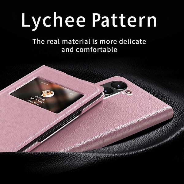 Til Samsung Galaxy Z Fold6 5G Etui PU Læder Litchi Tekstur Telefon Cover Visningsvindue Multicolor Style D