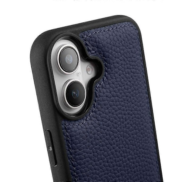 MELKCO Skal för iPhone 16 Plus Äkta Läderklätt PC-Mobilskal - Grön Multicolor Dark Blue