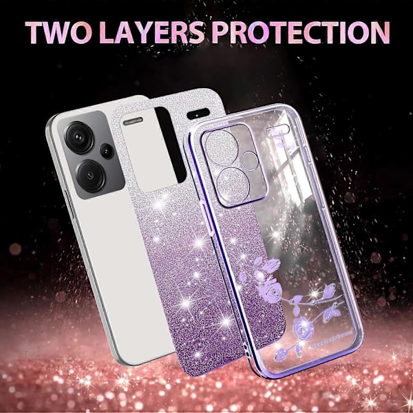 KADEM Skal för Xiaomi Redmi Note 13 Pro+ 5G Blomma TPU Flexibelt Gradient Mobilskal Multicolor Purple