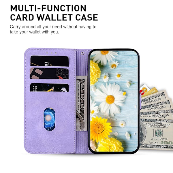 För Xiaomi Redmi Note 12 Pro+ 5g Telefon Case Stativ Plånbok tryckt Flower Cover Purple