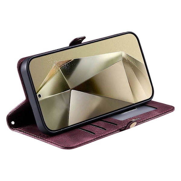 Tyyli 016 Samsung Galaxy A54 5G -kotelolle, ihomainen tuntu, toteemikuvioitu lompakkonahkainen puhelinkotelo - Musta Multicolor Wine Red