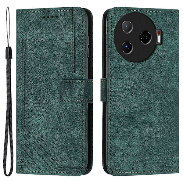 För TECNO Camon 30 Pro 5G Telefonskal Linjer Präglat Anti-Rep PU Läder Ställfodral Multicolor Style D