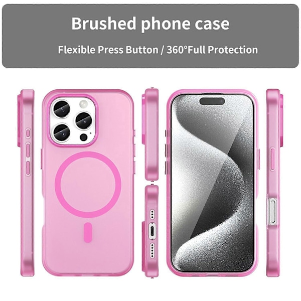 iPhone 16 Pro -kuori, yhteensopiva MagSafe-tekniikan kanssa, TPU+PC, ohut, matta, läpikuultava puhelinkuori - Vihreä Multicolor Pink
