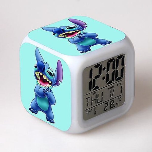 Stitch Väckarklocka Stitch Barnpresent Färgglad färgskiftande fyrkantig väckarklocka Julklapp Model 16