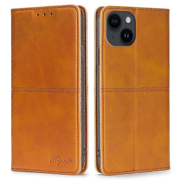 iPhone 15 Plus Magneettisuljettava Puhelinkotelo Lehmännahkakuvio Korttipaikat Nahkainen Jalustakotelo Multicolor Style C