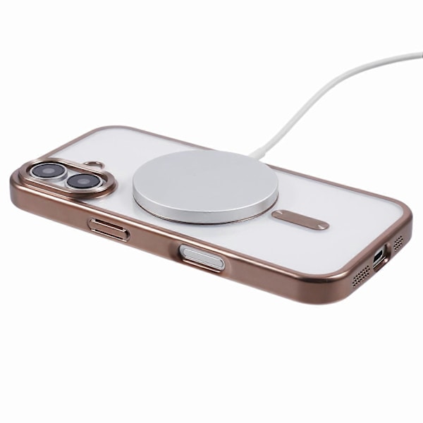 iPhone 16 -kuori, matta sähköpinnoitettu puhelinkuori, yhteensopiva MagSafe-tekniikan kanssa - Tummanvioletti Multicolor Desert Gold