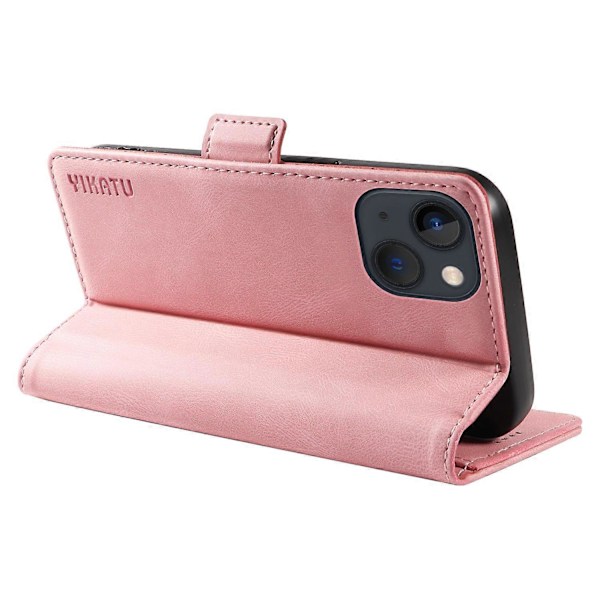 YIKATU YK-005 Skinnkänsla PU Läder Plånboksfodral med Stötsäkert Ställ för iPhone 15 Multicolor Style G
