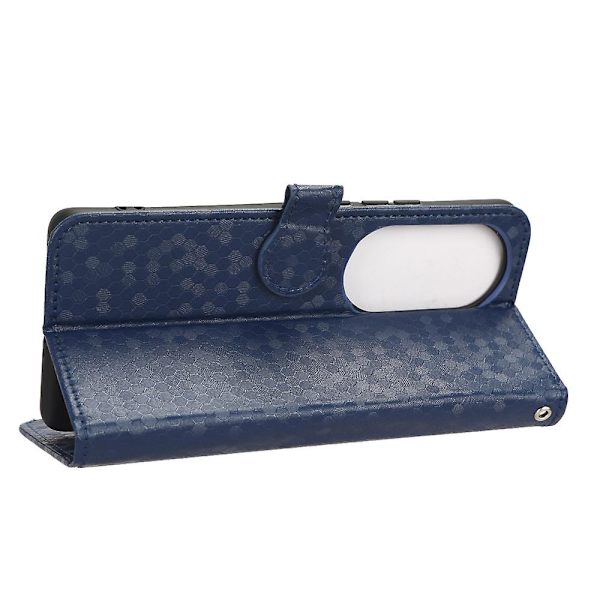 Til Oppo Reno10 Pro+ 5g PU Læder Wallet Mobil Case Dot Præget Flip Stand Telefon Cover Dark Blue