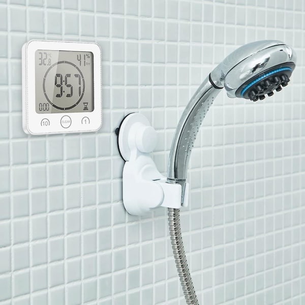 2024 Vattentät duschklocka, Touch Shower Timer Clock (vit)