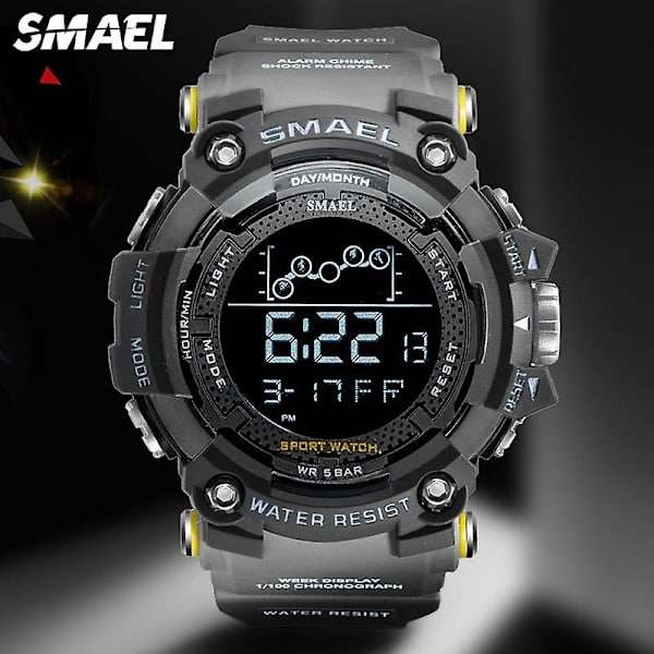 Smael Military Sports Digital Watch For Herr Vattentät Led Bakgrundsbelysning Armbandsur Vecka Datum Väckarklocka Relogio Reloj Khaki-Box