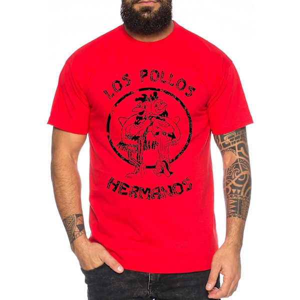 Used Look Los Pollos Heisenberg T-shirt herr Hermanos Bad Mr White Breaking -vuxen, 3xl Red M