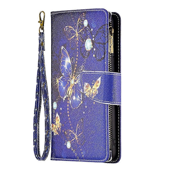 BF03 Lynlåspung i PU-læder med mønstertryk til Xiaomi Redmi Note 13 Pro 5G/Poco X6 5G Multicolor Purple Butterflies