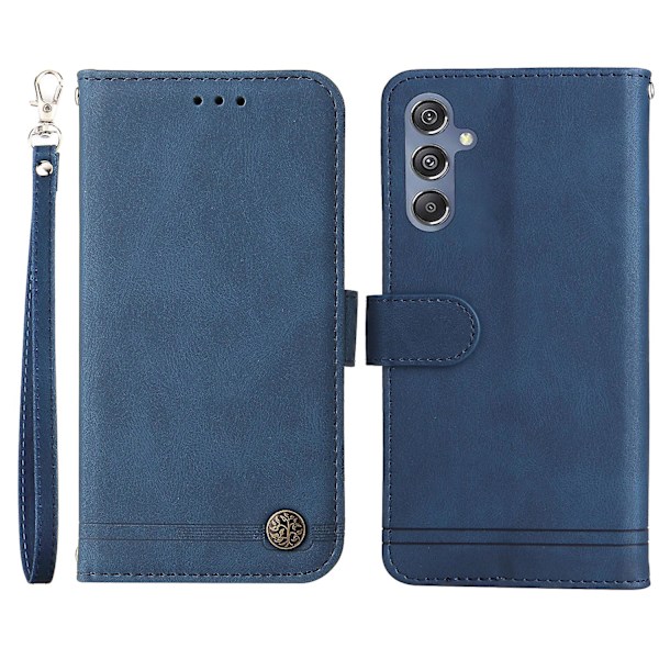 Til Samsung Galaxy F34 5g/m34 5g Prægede Linjer Standpung Cover Anti-drop PU Læder Telefon Cover Blue