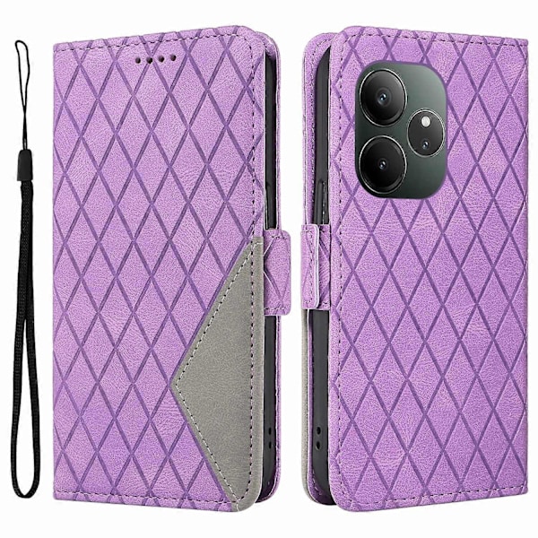Til Realme GT 6 5G Etui Geometrisk Rombe Tegnebog Læder Telefon Cover Multicolor Style A