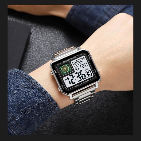 SKMEI 2033 sportklockor Nedräkning dubbel tid watch väckarklocka Kronografbord Digitala klockor black