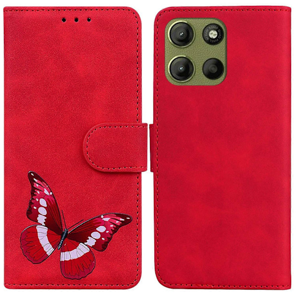 Til Motorola Moto G15 4G Stand Case PU Læder Telefon Cover Sommerfugl Trykt Multicolor Style E