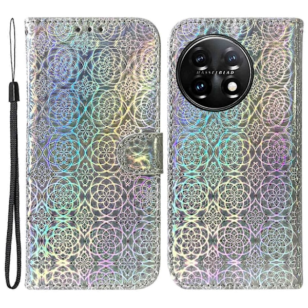 För OnePlus 11 5G Mobilskal Bländande Blommönster Plånboksställ PU Läder Mobilfodral Multicolor Style B