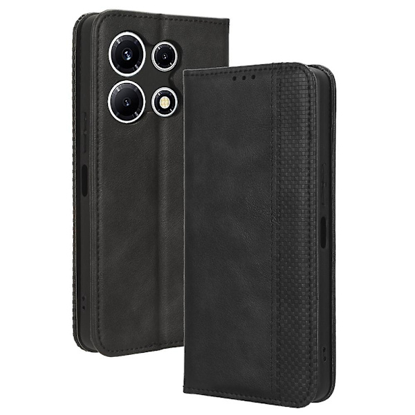 Phone case För Infinix Note 30 Vip 5g X6710 Retro Pu Läderställ Cover Black