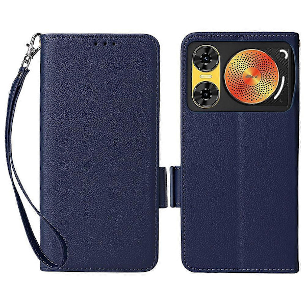 Fodral för ZTE nubia Music 2 med handledsrem, Litchi-textur PU-läder Plånboksfodral Multicolor Dark Blue