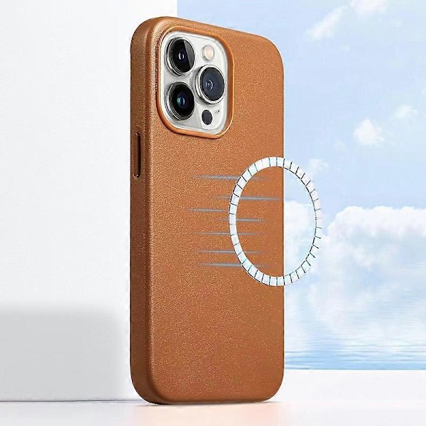 Anti-ridse Telefoncover til iPhone 15 Plus PU+PC Beskyttelsesetui Kompatibelt med MagSafe Oplader Multicolor Style F