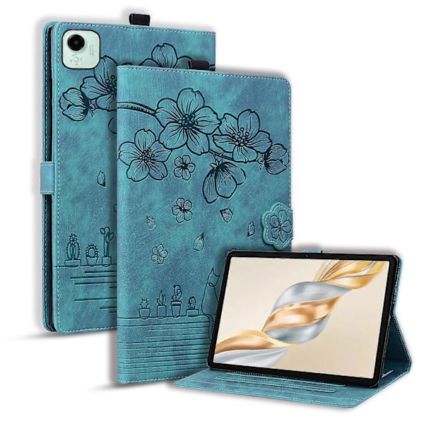 For Honor Pad X9a/Pad X9 Pro Kotelo Korttipaikat Nahkainen Tablettiteline Folio Kansi Kukka Kissa Multicolor Green