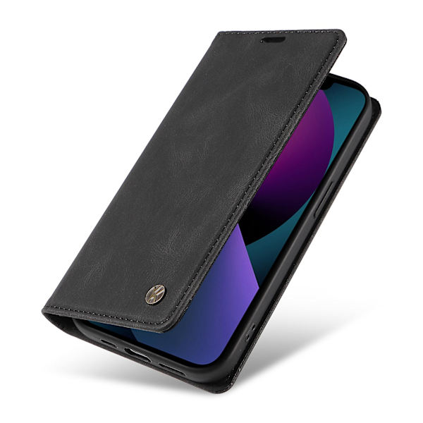 Skin-touch case för Iphone 15 Plus Pu läder plånboksställ Cover Black