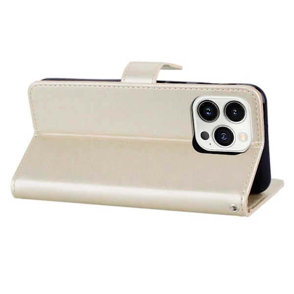 För iPhone 15 Pro Fodral Strass Uggla Tryckt PU Läder Ställ Plånbok Telefonskal Multicolor Style D