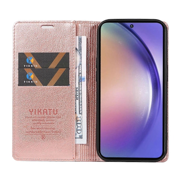 YIKATU YK-006 Fodral för Samsung Galaxy A55 5G Magnetisk Stängning PU Läder+TPU Plånboksställ Multicolor Rose Gold