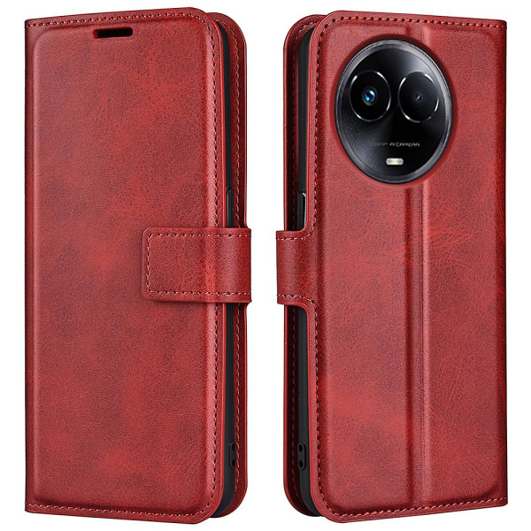 För Realme 11x 5g Phone case Plånboksställ Pu Läderskal Kalvstruktur Fullt skydd Cover Red