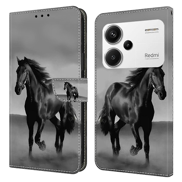 Xiaomi Redmi Note 13 Pro+ 5G Nahkakotelo 3D Luova Kuvio Design Käännettävä Jalusta Puhelinkotelo Multicolor Style E