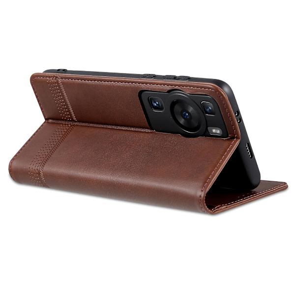 Azns för Huawei P60 / P60 Pro Pu läder phone case Plånboksställ anti-scratch smartphone cover Coffee