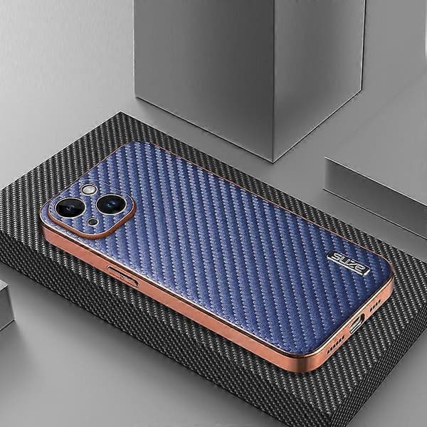 AZNS Deksel til iPhone 14 Elektroplettering Karbonfibertekstur PU+TPU Telefondeksel Multicolor Style B