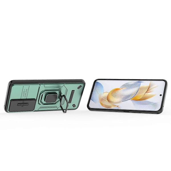 Honor 90 -kotelo PC+TPU-sormustelineellä ja liukuvalla linssinsuojalla Multicolor Style C