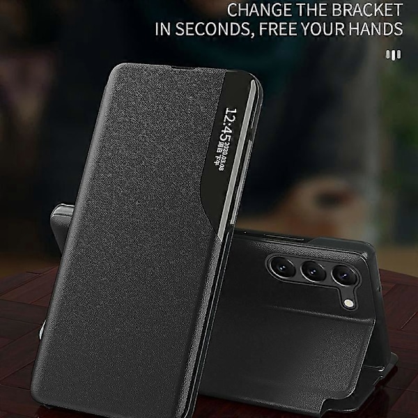 Til Samsung Galaxy S24+ Etui Visningsvindue Stativ Anti-ridse PU Læder Telefoncover Multicolor Style B